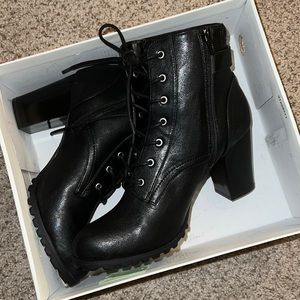 Style & Co Black Combat Heel Boots - Size 9
